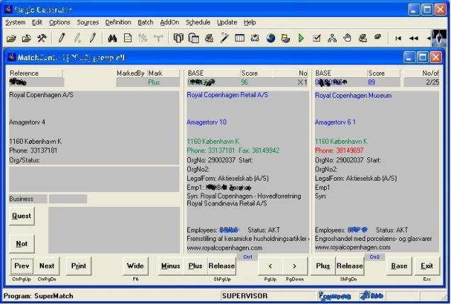 SuperMatch Match Control Screen