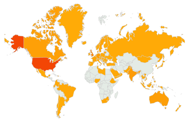 Page views on world map