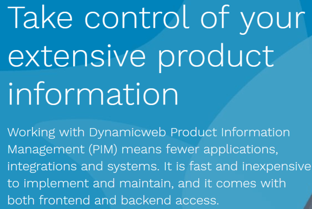 Dynamicweb PIM front